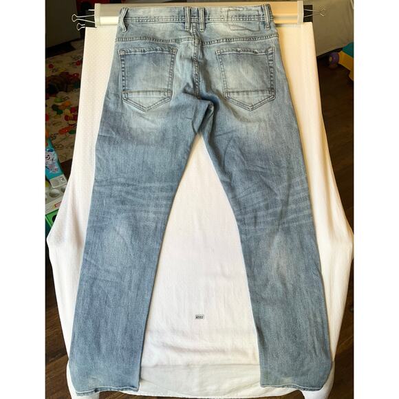 Nineteen Men Skinny Straight Jeans size 32 Blue Mid Rise Frayed Boot Cut - Picture 10 of 10
